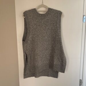 Gray Sleeveless Knit Sweater Vest